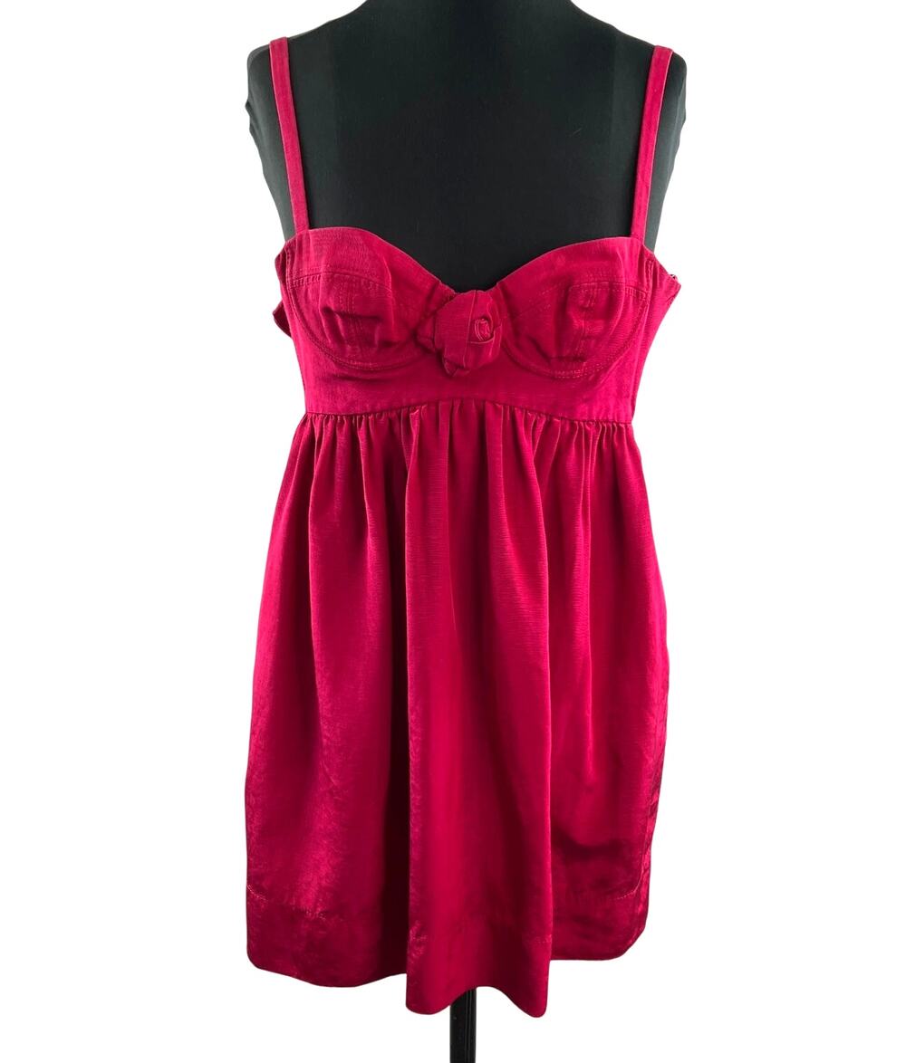 Rebecca Taylor Bright Pink High Waist Rose Detail Mini Dress Size 0